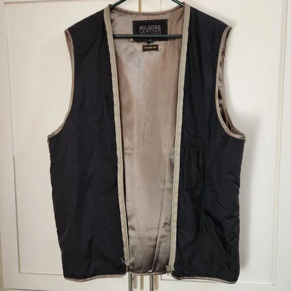 Wilsons Leather Mens Pelle Studio Thinsulate Black Jacket Removable Vest Large - Picture 3 of 15